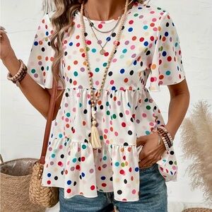 White Cream Tiered Relaxed Blouse